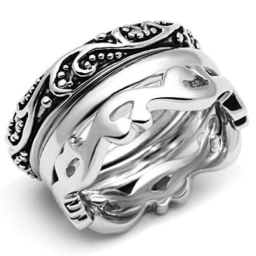 JCE048 Rhodium Brass Ring with No Stone