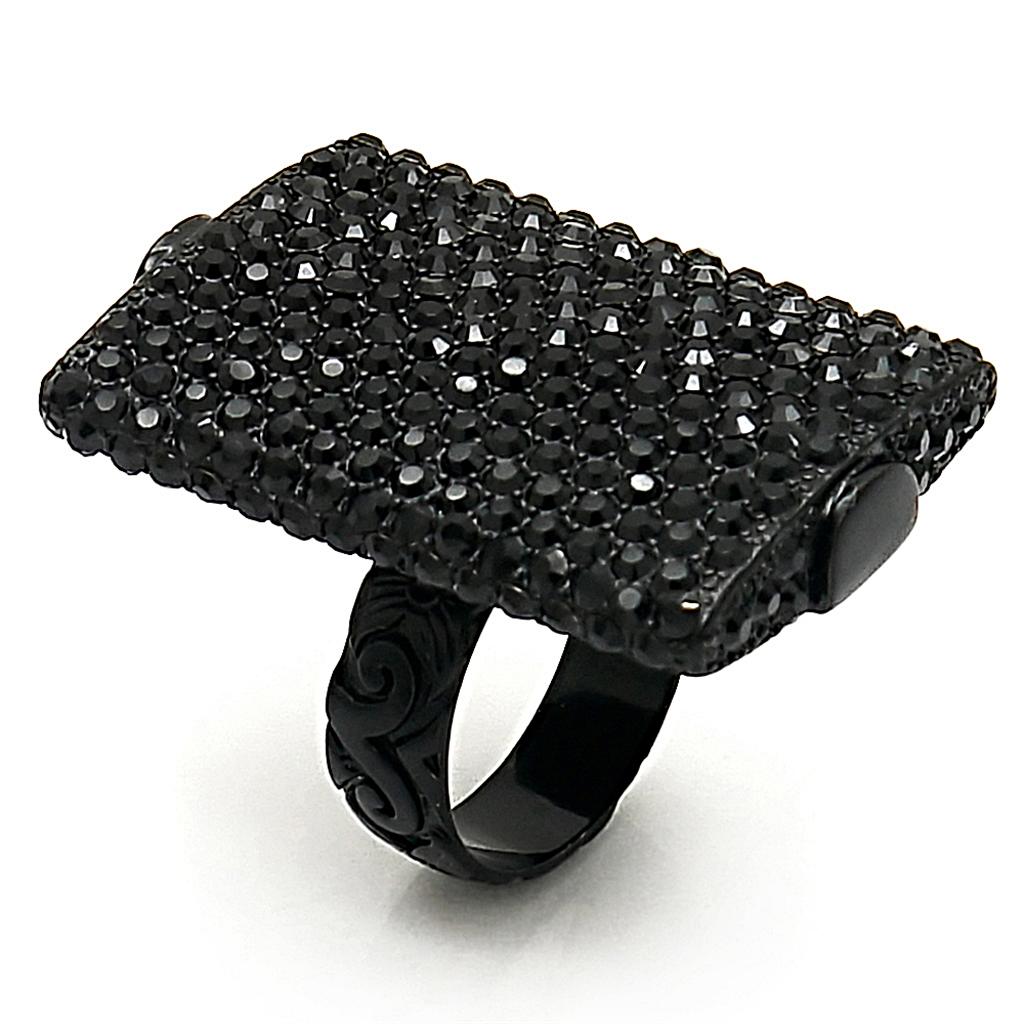 JCE3590 TIN Cobalt Black Brass Ring with Top Grade Crystal  in Hematite